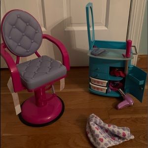 COPY - AG doll Salon Chair & Hairstyling Caddy - …